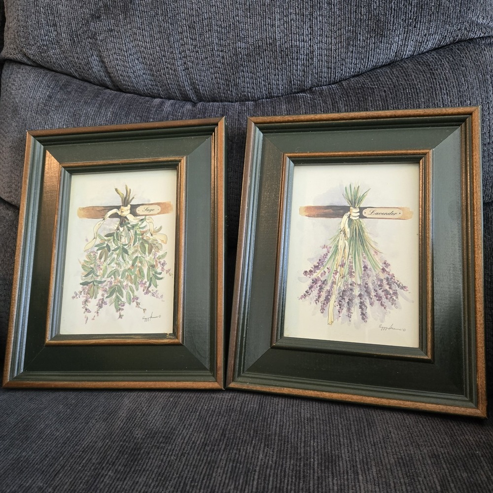 Vintage Peggy Abrams Cottage Herbs: Lavender And Sage. Framed Prints
